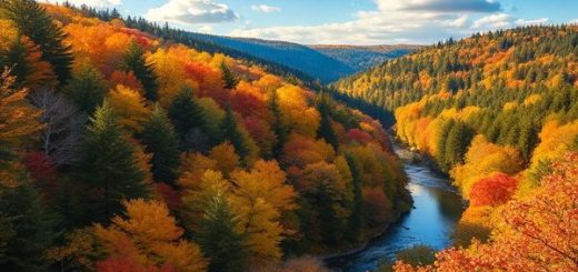 A breathtaking high-definition scene depicting the enchanting landscapes of Saarland in autumn. Showcase a vibrant tapestry of oranges, yellows, and reds among dense forests, with the picturesque Saar Bow meandering through the scenery. Include hikers traversing woodland trails, a cozy harvest festival in a quaint village nearby, and warm sunlight filtering through the colorful foliage, inviting viewers to experience the charm of this hidden gem.