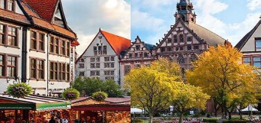 **Image Prompt:** Create a high definition image depicting the enchanting city of Essen transitioning through the four seasons: a vibrant summer with bustling outdoor markets, a cozy winter scene featuring a festive Christmas market, a picturesque autumn landscape with golden foliage in Stadtgarten, and a blossoming springtime Grugapark filled with colorful flowers. Showcase the unique charm and cultural essence of Essen in each season, blending elements harmoniously into one captivating composition.