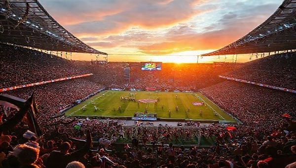 A high-definition image capturing the intense atmosphere of a Championship football match between Swansea City and Portsmouth in December 2025. The scene features a vibrant stadium filled with passionate fans waving colors of their teams, with Swansea's players showcasing their fluid attacking style and Portsmouth's players demonstrating robust defensive formations. The backdrop includes festive winter decorations, a dramatic sunset illuminating the pitch, and the scoreboard displaying the match score as tension builds for this crucial encounter.