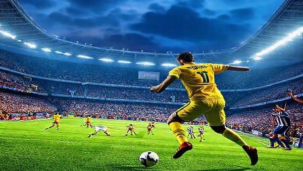 Create a high definition image depicting a dramatic football match scene at the Estadio de la Cerámica on December 10, 2025, showcasing Villarreal in their yellow kit, symbolizing the 'Yellow Submarine', battling FC Copenhagen in their blue and white uniforms. The stadium should be filled with passionate fans, banners waving, under a vibrant night sky with stadium lights illuminating the pitch. Capture the intensity of players in action, a midfielder's tactical maneuver, and the anticipation of an upcoming goal, reflecting the high stakes of the Champions League.