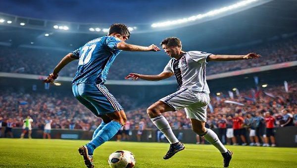 Create a high definition image of a thrilling Serie A football match between Lazio and Bologna, set in a vibrant stadium illuminated under the evening lights of Rome. Capture the dynamic moment with Lazio's Ciro Immobile showcasing his striking prowess, while Bologna's Jerdy Schouten stands resolutely in defense. Convey the intense atmosphere with passionate fans waving flags, and highlight the contrasting styles of elegant attack versus disciplined defense, all set against a backdrop of colorful team jerseys and an electrifying crowd.