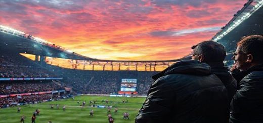 A high-definition scene capturing the electrifying atmosphere of a football derby match between Derby County and Leicester City in December 2025. Focus on the vibrant energy of the fans filling the stadium with banners and flags, showcasing Derby's youthful players in a dynamic attack against Leicester's disciplined defense. Highlight intense expressions of the coaches on the sidelines, depicting their contrasting tactical styles. Include dramatic lighting that emphasizes the tension and excitement of the match unfolding, with a vivid sky at dusk in the background, symbolizing the fierce rivalry and high stakes.