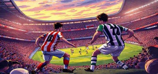 A high-definition illustration of an intense FA Cup match between Wigan Athletic and Barrow AFC, set in a packed stadium under the evening sky of December 6, 2025. Capture the vibrant colors of team jerseys contrasting against a lively crowd, with Wigan's captain orchestrating play in the midfield, while a determined Barrow forward prepares to counterattack. The atmosphere brimming with passion and anticipation, showcasing both teams’ contrasting styles—Wigan’s tactical brilliance versus Barrow’s undying underdog spirit.