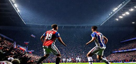 A dramatic scene unfolds at Ewood Park in December 2025, as Blackburn Rovers face off against Sheffield Wednesday in a high-stakes Championship clash. Fans packed into the stadium, their breath visible in the cold air, wave flags and banners, creating a sea of blue and white. The players, energized and focused, are poised for battle on the field, with Blackburn's striker Jamie Daniels and Sheffield's winger Marcus Reid positioned prominently. The atmosphere crackles with tension and excitement, highlighted by the stadium lights illuminating the night sky. Capture this moment in high definition, showcasing the raw emotion and competitive spirit of the match.