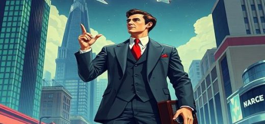 A high-definition illustration capturing the essence of the 1930s vision of masculinity: a dapper gentleman in a sharp suit stands confidently amidst a futuristic cityscape featuring art deco skyscrapers and sleek, aerodynamic designs. He's holding a vintage radio in one hand while the other gesturing towards a shiny aircraft soaring above. The background showcases a blend of economic hardship and creative energy, with hints of technological advancement peeking through the vintage aesthetic. The scene is alive with vibrant colors and rich details, depicting a transformative time where tradition meets modernity.
