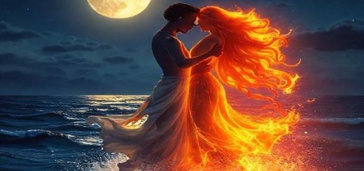 Create a high-definition image of the celestial dance between Cancer and Leo. Depict a serene night sky with a luminous moon illuminating gentle waves, symbolizing Cancer's emotional depth. Contrast this with a vibrant, blazing sun radiating warmth, representing Leo's fiery charisma. Intertwine elements of water and fire in a harmonious blend, showcasing their enchanting connection. Include subtle motifs of intimacy, growth, and mutual respect to illustrate their unique relationship. The scene should evoke a sense of tranquility and passion, capturing the essence of their celestial bond.