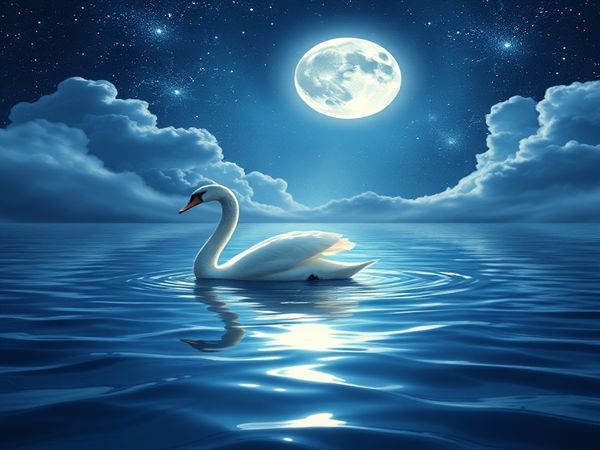 A serene, high-definition image depicting the celestial dance between Libra and Cancer, illustrating Libra as a graceful air sign represented by a swan gliding on a tranquil lake under a starry night sky, while Cancer appears as tender, nurturing waves of a gentle ocean reflecting the moonlight. The scene captures the harmonious blend of air and water energies, with shimmering clouds and swirling mists symbolizing their connection, intertwined with celestial motifs and ethereal colors that evoke a sense of love and serenity, showcasing the beauty of their partnership as they navigate a cosmic love story.