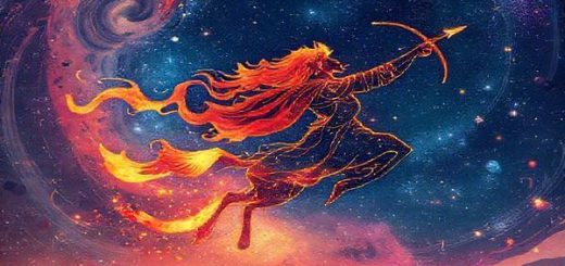 **Image Prompt:** Create a high-definition illustration of a vibrant celestial scene where the fiery constellations of Aries and Sagittarius intertwine in a dazzling dance across a starlit sky. Aries is depicted as a bold warrior figure, flames emanating from their stance, while Sagittarius is envisioned as a free-spirited traveler, galloping through a cosmic landscape with vivid shooting stars and planetary bodies. The background should be filled with swirling galaxies and twinkling stars, capturing the essence of adventure, passion, and the dynamic energy between these two powerful zodiac signs.