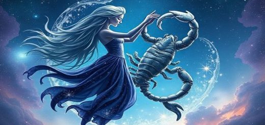 Create a high-definition image of a cosmic dance between the ethereal symbols of Aquarius and Scorpio. Illustrate Aquarius as a vibrant figure made of swirling winds and sparkling stars, embodying independence and innovation. Contrast this with Scorpio, represented as a deep, shadowy figure emerging from the ocean's depths, radiating emotional intensity and mystery. The background should be a celestial tapestry with intertwining air and water elements, symbolizing their complex connection, illuminated by the glow of distant galaxies and constellations.