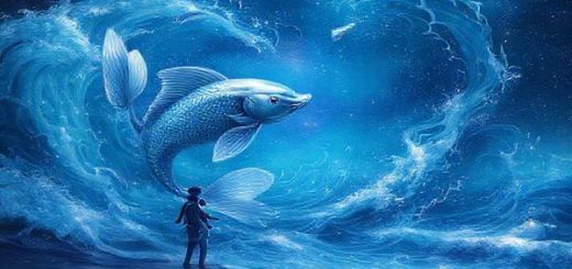 A cosmic sea where silver fish swim through swirling dreams, embodying the ethereal qualities of Pisces, surrounded by vibrant waves of emotion. On the shore, a grounded Virgo stands resilient, analyzing the stars above and tending to the earthly details. They are intertwined in a celestial dance, representing the harmony of water and earth—Pisces radiating creativity and compassion, while Virgo offers structure and clarity. The scene glows with mystical hues, as their contrasting natures harmonize under a starry night sky, creating a tapestry of love that transcends the ordinary. High definition.