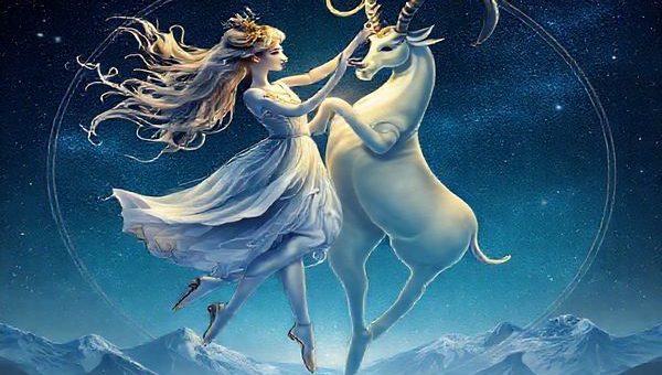 "Create a high definition image of a celestial dance between Libra and Capricorn, depicted as graceful figures intertwined in a cosmic ballet. Libra, represented by a whimsical, airy character adorned with flowing robes and symbols of beauty, embodies harmony and charm, while Capricorn appears as a grounded, earthy figure with sturdy features and a regal presence, symbolizing structure and determination. The background should feature a starry night sky, blending elements of air and earth, with scales and mountains intertwined, illustrating their contrasting yet complementary natures. The ambiance should evoke a sense of balance, with light and shadow dancing together in perfect unison."