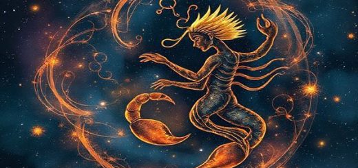 Create an image of a cosmic dance between the constellations of Scorpio and Virgo, merging their symbolic elements: Scorpio with its deep water hues and mysterious, intense presence, and Virgo with earthy tones and delicate, grounded forms. Illustrate the swirling starlight and celestial patterns as they intertwine, showcasing their unique harmony and the emotional resonance between them. The scene should be rich with intricate details, embodying the transformative energy of their union, all portrayed in high definition.