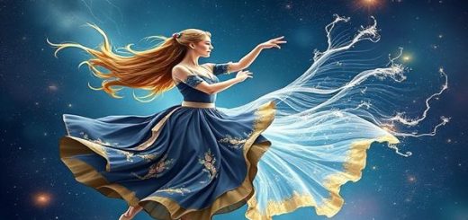 A high-definition image depicting the celestial dance between Virgo and Aquarius, illustrated as a cosmic ballet. Virgo, represented as a graceful maiden draped in earthy tones, meticulously weaves intricate patterns of starlight and floral motifs into the night sky. Aquarius, portrayed as a visionary water bearer, releases torrents of shimmering air and dazzling lightning, bringing forth innovative ideas that illuminate the cosmos. The background showcases swirling galaxies, constellations, and celestial bodies, symbolizing their unique union. Emphasize the contrast between Virgo's grounded elegance and Aquarius's fluid energy, capturing the essence of their dynamic relationship amidst the vast universe.