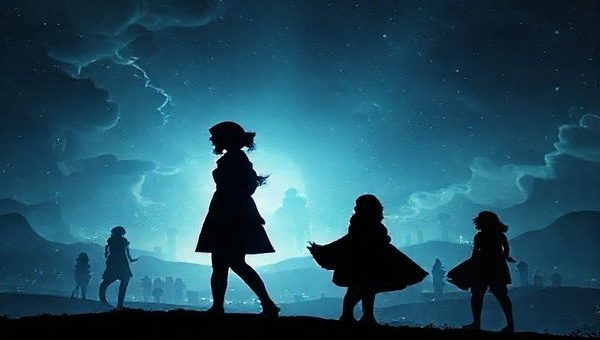 A high-definition scene portraying a shadowy, mesmerizing atomic landscape intertwined with the silhouettes of women, symbolizing the fragmented narratives of their roles against a backdrop of male-dominated historical events. Include elements of ethereal light and contrasting darkness to evoke themes of creation and destruction, with a focus on the emotional complexity of female characters like Kitty Oppenheimer and Jean Tatlock, set amidst the chaos of the mid-20th century.