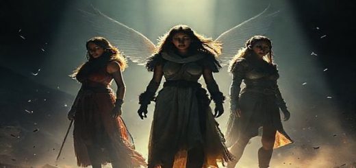 "Create a high definition image depicting a dynamic scene inspired by the film 'The Covenant' (2023), showcasing a striking visual juxtaposition of powerful female characters standing resolutely in a shadowy cinematic landscape, illuminated by dramatic light. Surrounding them, ethereal symbols of agency and femininity emerge, breaking traditional patriarchal boundaries. The background features elements of action and emotion, blending grandeur and introspection in a rich color palette that emphasizes the dualities of gender dynamics."