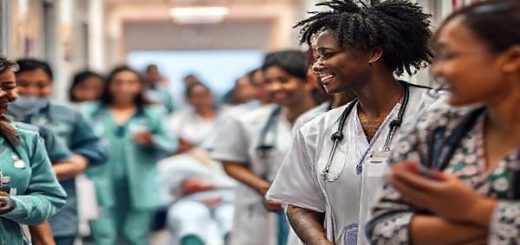 Imagine a bustling hospital corridor filled with medical social workers embodying resilience and compassion. The scene captures diverse individuals providing care, laughter, and support amidst patients and colleagues in need. In the background, a soft warm light symbolizes hope and health perception. The atmosphere is both chaotic and nurturing, illustrating the emotional landscape of healthcare. High definition image.