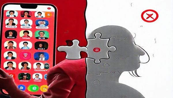 A high-definition image depicting a modern digital dating scene featuring two contrasting virtual environments: one side shows a vibrant, inclusive app interface with diverse profiles and colorful icons, while the other side displays a monochrome, stark interface of an 'anti-woke' dating app, emphasizing binary gender and exclusionary symbols. In the center, a puzzling jigsaw piece symbolically bridging the two worlds, with elements of political symbols subtly integrated into each environment, highlighting the intersection of politics and personal connections in the digital age.