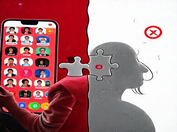 A high-definition image depicting a modern digital dating scene featuring two contrasting virtual environments: one side shows a vibrant, inclusive app interface with diverse profiles and colorful icons, while the other side displays a monochrome, stark interface of an 'anti-woke' dating app, emphasizing binary gender and exclusionary symbols. In the center, a puzzling jigsaw piece symbolically bridging the two worlds, with elements of political symbols subtly integrated into each environment, highlighting the intersection of politics and personal connections in the digital age.