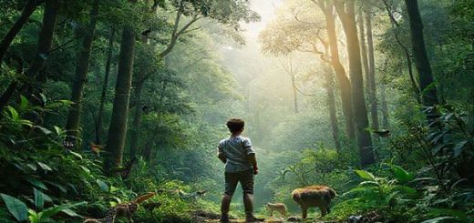 A high-definition image of a vibrant forest scene featuring lush greenery, diverse wildlife, and a human figure standing thoughtfully, contemplating the beauty of nature. Surround the figure with subtle symbols of sustainability, like plants growing from recycled materials and a soft glow around them that represents awareness. Include visual elements that contrast the natural world with images of animal fur and skin products to illustrate the clash between consumption and conservation.