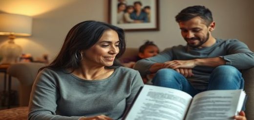 A high-definition depiction of a suburban living room, capturing a moment between a mother and daughter deep in conversation, surrounded by warm, inviting tones. The mother, a resilient figure, exudes quiet strength as she discusses aspirations and dreams beyond traditional roles. In the background, a father listens attentively, embodying modern masculinity without dominance. The room is filled with symbolic elements that reflect both familial warmth and the tension of societal expectations, such as a framed photo of past family gatherings contrasted with an open book on personal ambitions. The atmosphere balances between nurturing and challenging, inviting viewers to reflect on nuanced gender dynamics in contemporary family life.