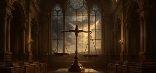 A high-definition digital artwork depicting a grand, historic European courtroom, filled with intricate architectural details and soft, ambient lighting. In the foreground, a scale of justice elegantly balanced on a wooden pedestal, symbolizing the delicate nature of democracy and human rights. Outside the large stained glass windows, a stormy, tumultuous sky reflects the sociopolitical tensions of modern Europe, while rays of sunlight break through, symbolizing hope and the enduring quest for balance between freedom and security. The atmosphere in the courtroom is one of solemnity and reflection, inviting contemplation on the ongoing struggle for rights and democracy.